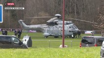 Doubs : arrivée d’Emmanuel Macron en hélicoptère