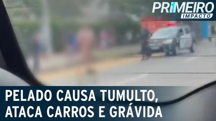 Lutador, sob uso de drogas, quebra carros e ataca grávida