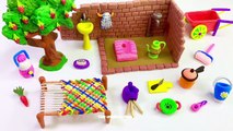 DIY How to make polymer clay miniature Village House, Washroom Set, Kitchen Set, Tree, Charpai