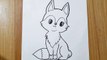 How to draw a fox easy step by step __ Cute animals drawing