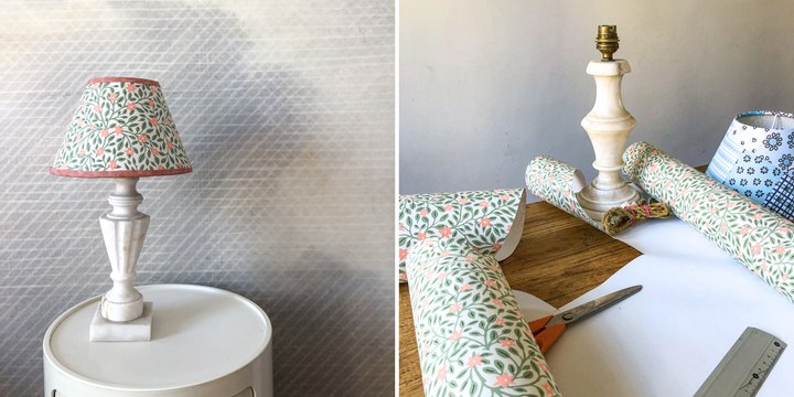 Upcycling déco : customisez un abat-jour avec du papier peint