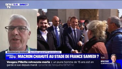 Dominique Régnier (FO- Service public) sur la présence d'Emmanuel Macron au Stade de France: "Nous voulons adresser un carton rouge au président de la République"