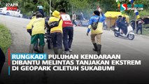 Rungkad! Puluhan Kendaraan Dibantu Melintas Tanjakan Ekstrem di Geopark Ciletuh Sukabumi