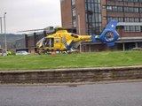 North West Air Ambulance lands at Centenary Way roundabout in Burnley