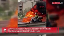 Büyükçekmece'de servis minibüsü alev alev yandı