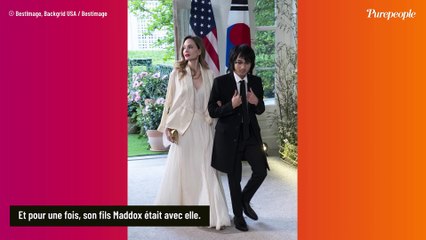 Angelina Jolie : Féérique et renversante à la Maison-Blanche au bras de son rare fils Maddox, ultra-élégant en smoking