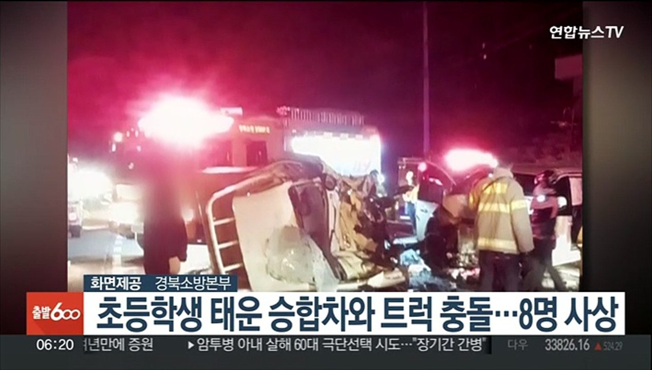 초등학생 태운 승합차와 트럭 충돌…8명 사상
