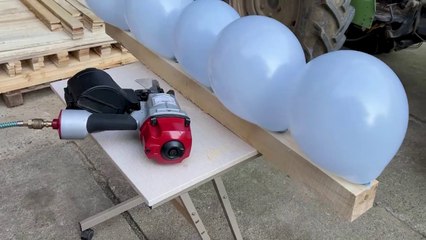 EXPERIMENT Nail Gun vs Balloons  Incident In Announcement