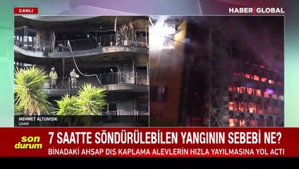 İzmir'in tüm noktalarından görünen yangın! İtfaiye dev sitedeki yangın için seferber oldu