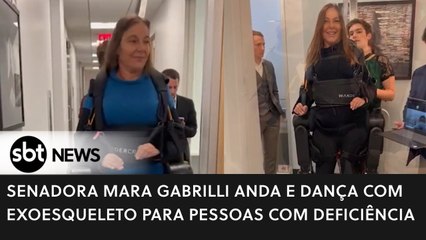 Senadora Mara Gabrilli  anda e dança  com exoesqueleto para pessoas com deficiência