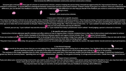 How to know the difference between constructive and non-constructive criticism.