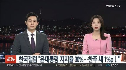 한국갤럽 "윤대통령 지지율 30%…한주새 1%p 하락"
