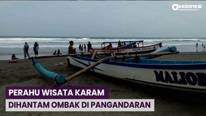 Detik-Detik Perahu Wisata Karam Dihantam Ombak di Pangandaran, 1 Orang Tewas