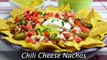 Chili Cheese Nachos - Beef & Bean Chili Nachos with Guacamole & Sour Cream