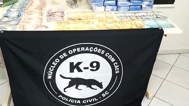 Integrantes de quadrilha são presos com dinheiro e tijolos de maconha em SC
