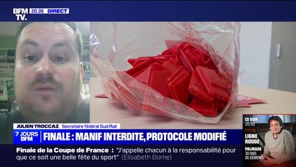 Rassemblement syndical interdit au Stade de France: une application mobile avec carton rouge et sifflet est en développement selon Julien Troccaz (Sud Rail)