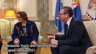 Johnny Depp and Aleksandar Vucic in Belgrade, Serbia 2021