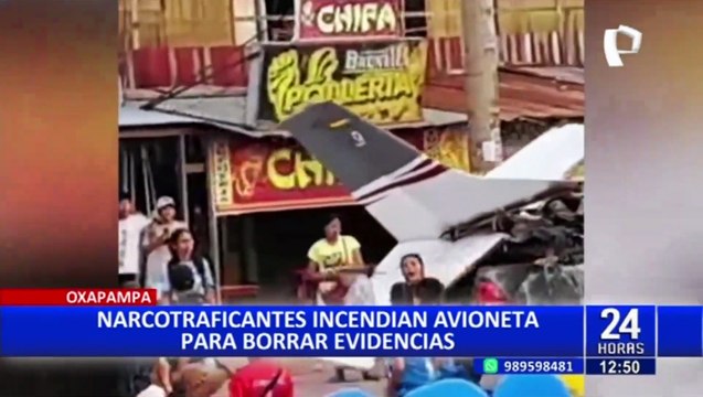 Oxapampa: Narcotraficantes queman avioneta de placa boliviana para borrar evidencias