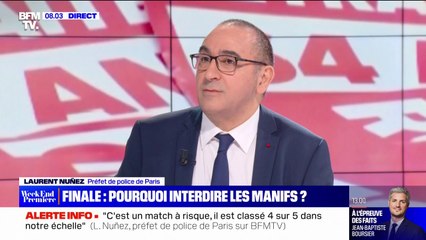Finale de la Coupe de France: "C'est un match à risque, classé 4 sur 5 sur l'échelle de la DNLH", affirme Laurent Nuñez