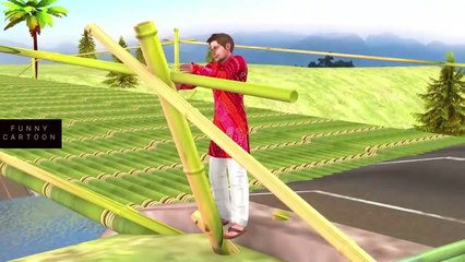 Dangours Bamboo Bridge I Bomboo Engineer I Bamboo Vehicle Bik I Gaon ka chota sa bridge I moral Stories I cartoon I Cartoon funny