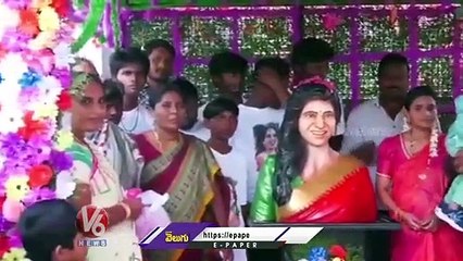 Fan Builds Temple For Actress Samantha In Bapatla _ V6 News