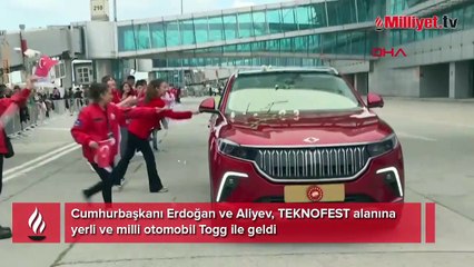 Cumhurbaşkanı Erdoğan ve Aliyev TEKNOFEST'e Togg ile geldi