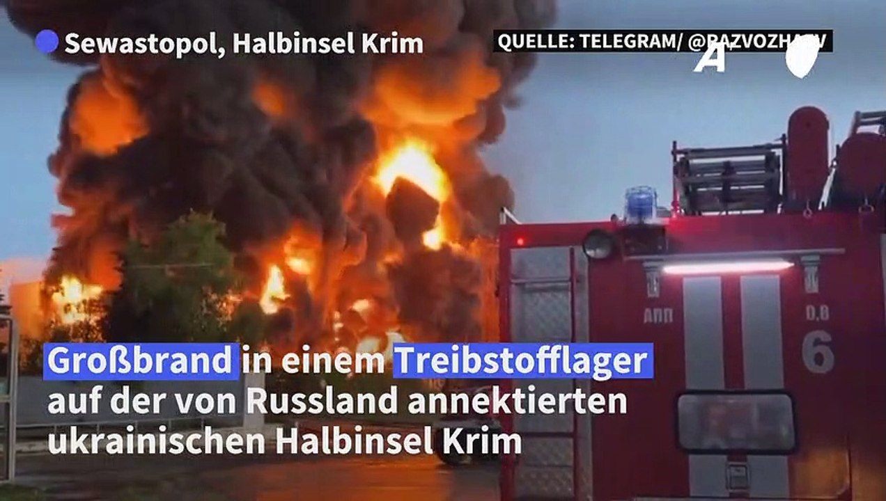 Krim: Großbrand in Treibstofflager nach Drohnenangriff