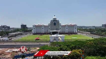 Telangana New Secretariat Drone Visuals  _ CM KCR _  V6 News