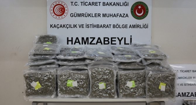 Hamzabeyli gümrük kapısı’nda 60 kilogram esrar ele geçirildi