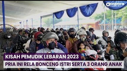 Pertama Kali Mudik Pasca Pandemi, Pria Ini Rela Bonceng Istri Serta 3 Orang Anak