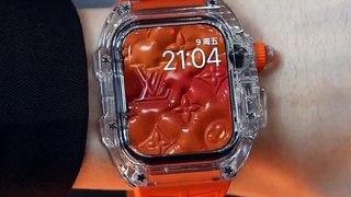 Amazing Apple watch ⌚ Transparent Case & orange colour strap So cool 