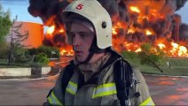 Grande incêndio na Crimeia após ataque de drones