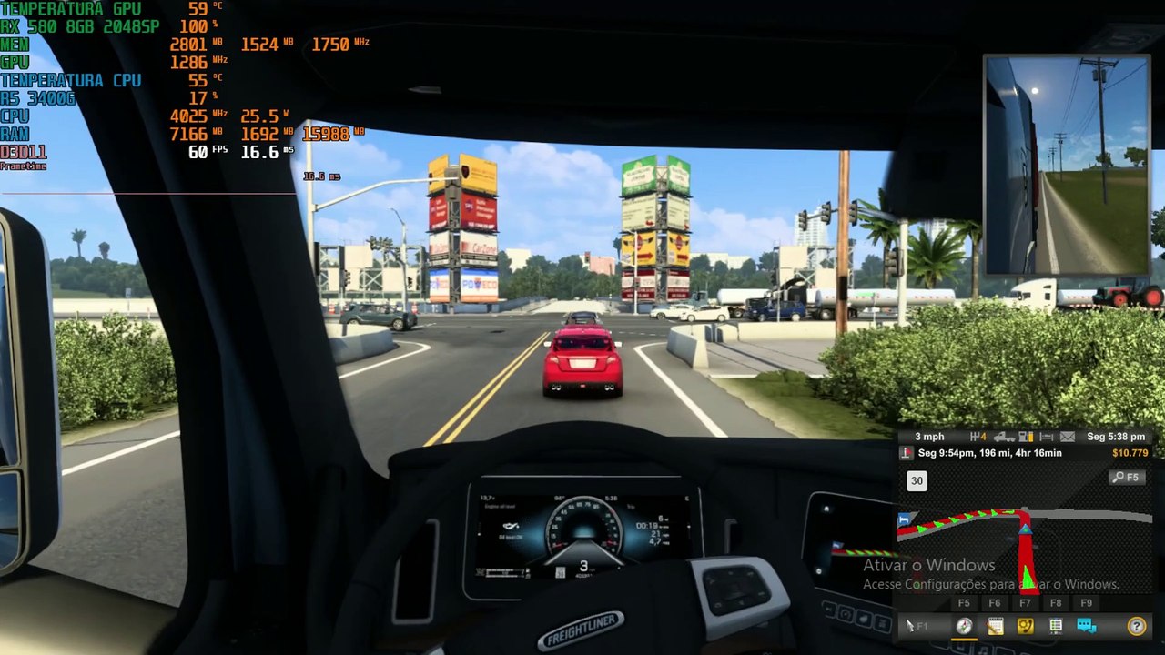 American Truck Simulator na Rx 580 8GB 2048SP Ryzen  5 3400G