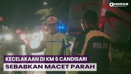 Kemacetan Mengular di KM 6 Candasari Akibat Laka Bus Antar Jaya Vs Minibus