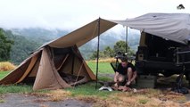 SOLO Car Camping in RAIN - Cozy Relaxing with my Dog _ Sleep in a tent