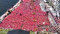 Millet İttifakı'nın İzmir mitingindeki kalabalık havadan görüntülendi