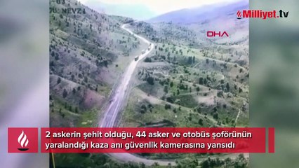 Şırnak'ta askerleri taşıyan otobüsün kaza anı kamerada