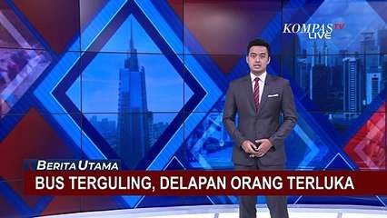 Bus Pariwisata Terguling di Jalur Wisata Goa Lawa, 8 Orang Terluka
