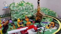 Drama Kereta Api Berpetualang di gunung pedesaan seru melewati Truk , Hewan, Mobil, Excavator, Panda