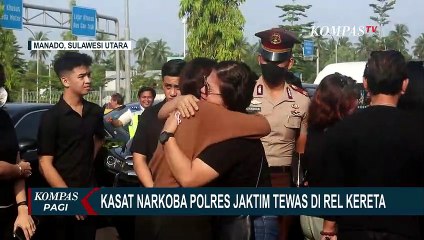 Isak Tangis Keluarga Sambut Kedatangan Jenazah Kasat Narkoba Polres Jaktim di Manado