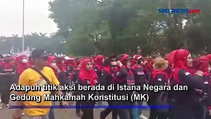 Massa Buruh KSPN Mulai Long March dari Gambir ke Patung Kuda