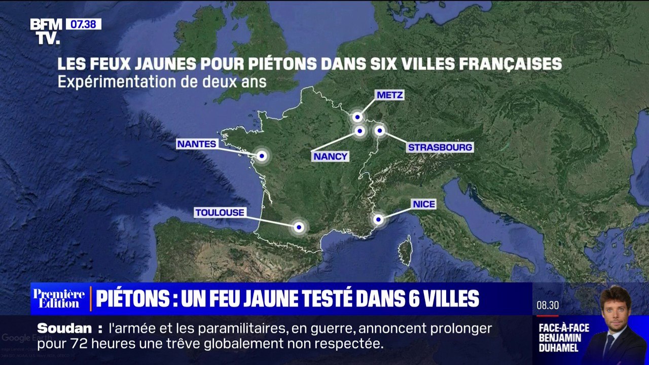 Un feu jaune va être testé sur les passages piétons dans 6 villes