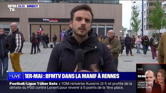 1er-Mai: à Rennes, cet enseignant manifeste pour montrer son désaccord sur la réforme des retraites