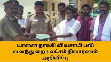 ஈரோடு: யானை தாக்கி விவசாயி பலி - ரூ. 3 லட்சம் நிவாரணம்!