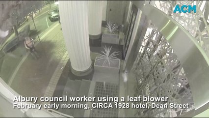 Albury council worker fires up leaf blower early in the morning on Dean Street