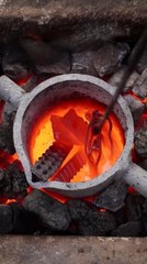 Melting Artillery Bands into Anvil - Bronze Casting