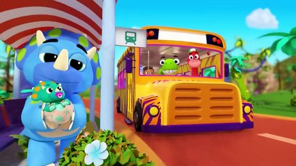 Wheels On The Dinosaur Bus Song | Little Angel Kids Songs & Nursery Rhymes