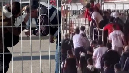 Gözleri polisi bile görmedi! Mersinli taraftarlar, Eskişehir'i yangın yerine çevirdi