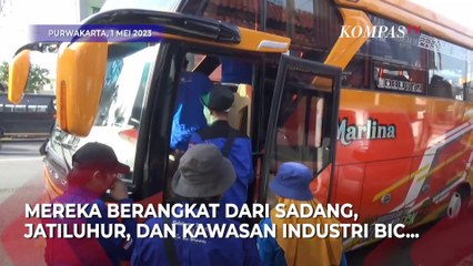 Buruh dari Purwakarta Berangkat ke Jakarta buat Aksi May Day