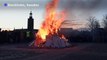 Swedes celebrate Walpurgis night with bonfire in Stockholm
